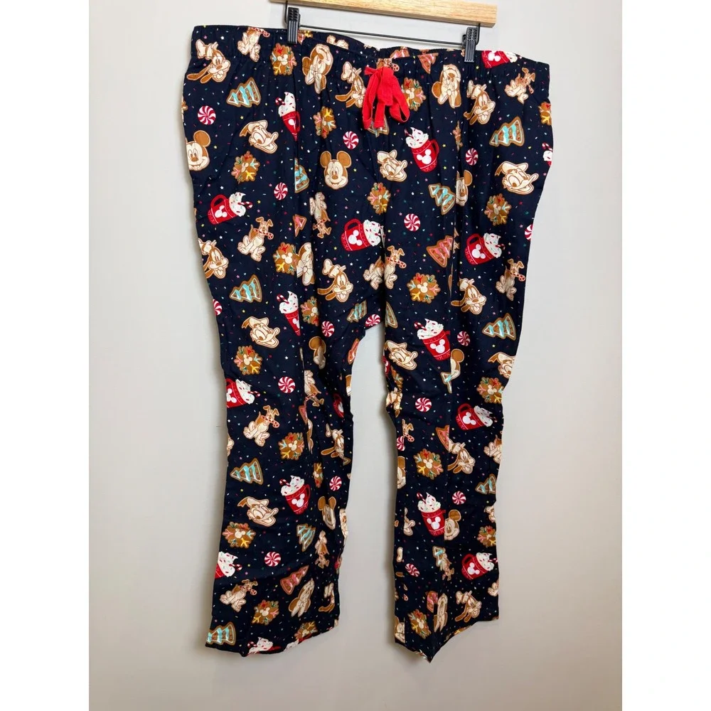 NWT Old Navy Womens 3X Disney Flannel Pajama Pants Blue Christmas Cookie Party
